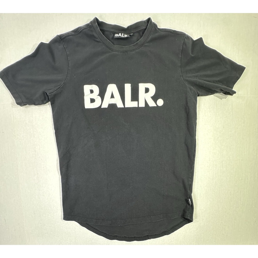BALR. Logo T-Shirt Black Small Slim Fit Curved Hem Streetwear